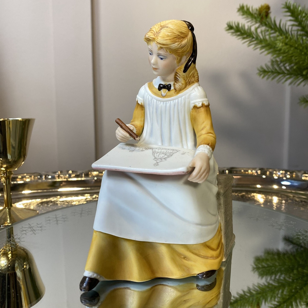 Amy from "Little Women" Figurine designed by Tasha Tudor Franklin Porcelain 1982